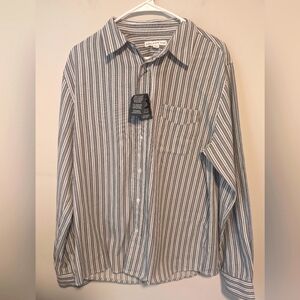 And Now This Men's Striped Oxford Dress Shirt Grey White Size -XL NWT Fast Ship